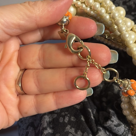 Banana Republic multi strand torsade faux pearl coral gold necklace Chocker - Picture 3 of 12